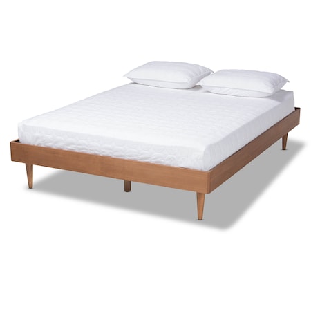 Baxton Studio Rina Mid-Century Ash Walnut Finished Queen Size Wood Bed Frame 159-9814